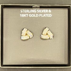 Sterling Silver 18KT Plated Gold Knot Earrings 3/4” NWT